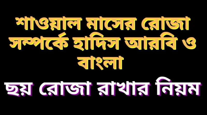 শাওয়াল মাসের রোজা সম্পর্কে হাদিস আরবি ও বাংলা