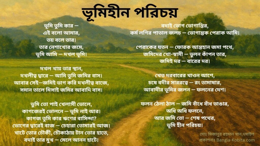 ভূমিহীন মানুষের পরিচয় নিয়ে নতুন বাংলা কবিতা—ভূমি সমস্যা ও দখলদারিত্ব